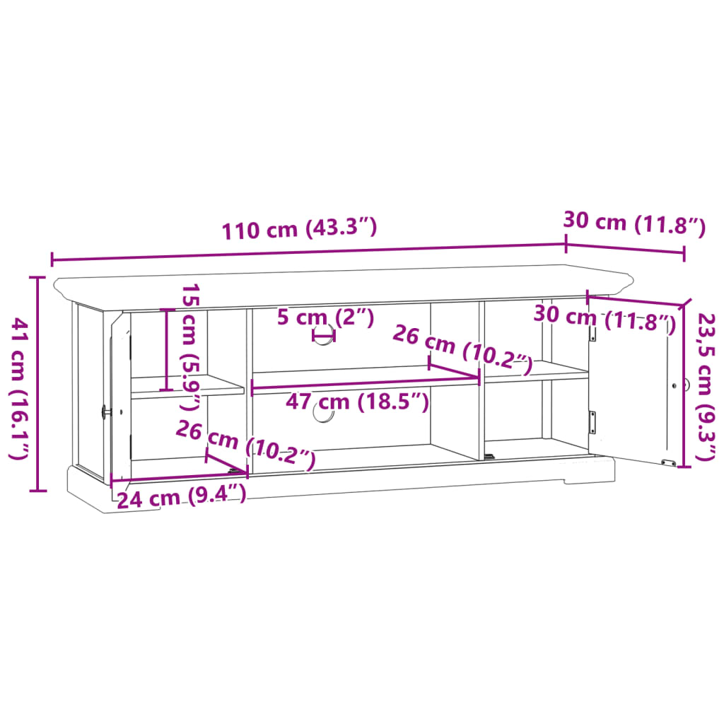 TV Cabinet White 110x30x41 cm Engineered wood