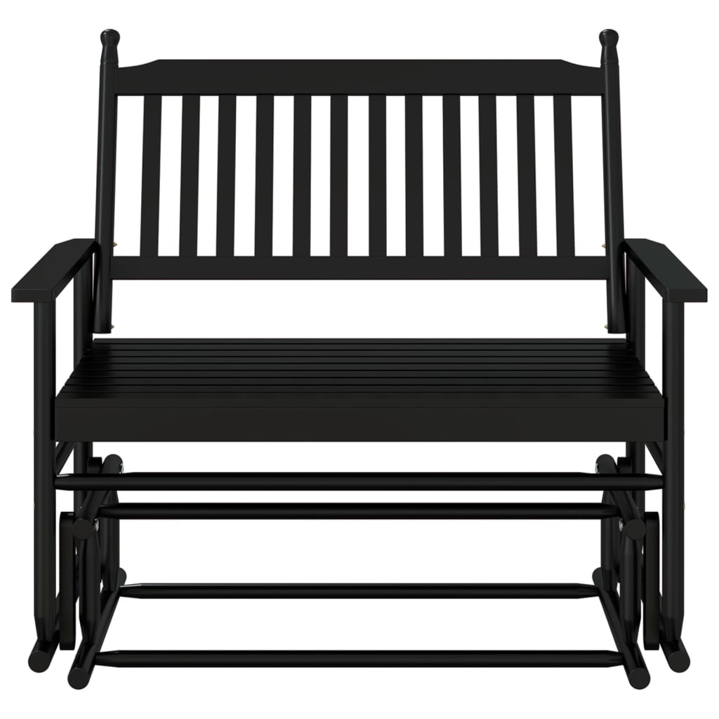 Glider Bench Black 118x70x104.5 cm Solid Wood Poplar