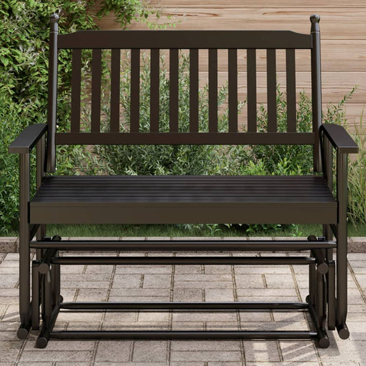 Glider Bench Black 118x70x104.5 cm Solid Wood Poplar