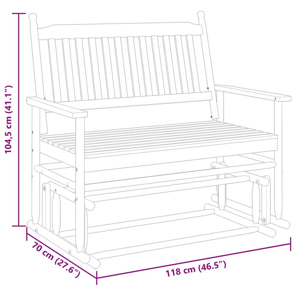 Glider Bench Brown 118x70x104.5 cm Solid Wood Poplar