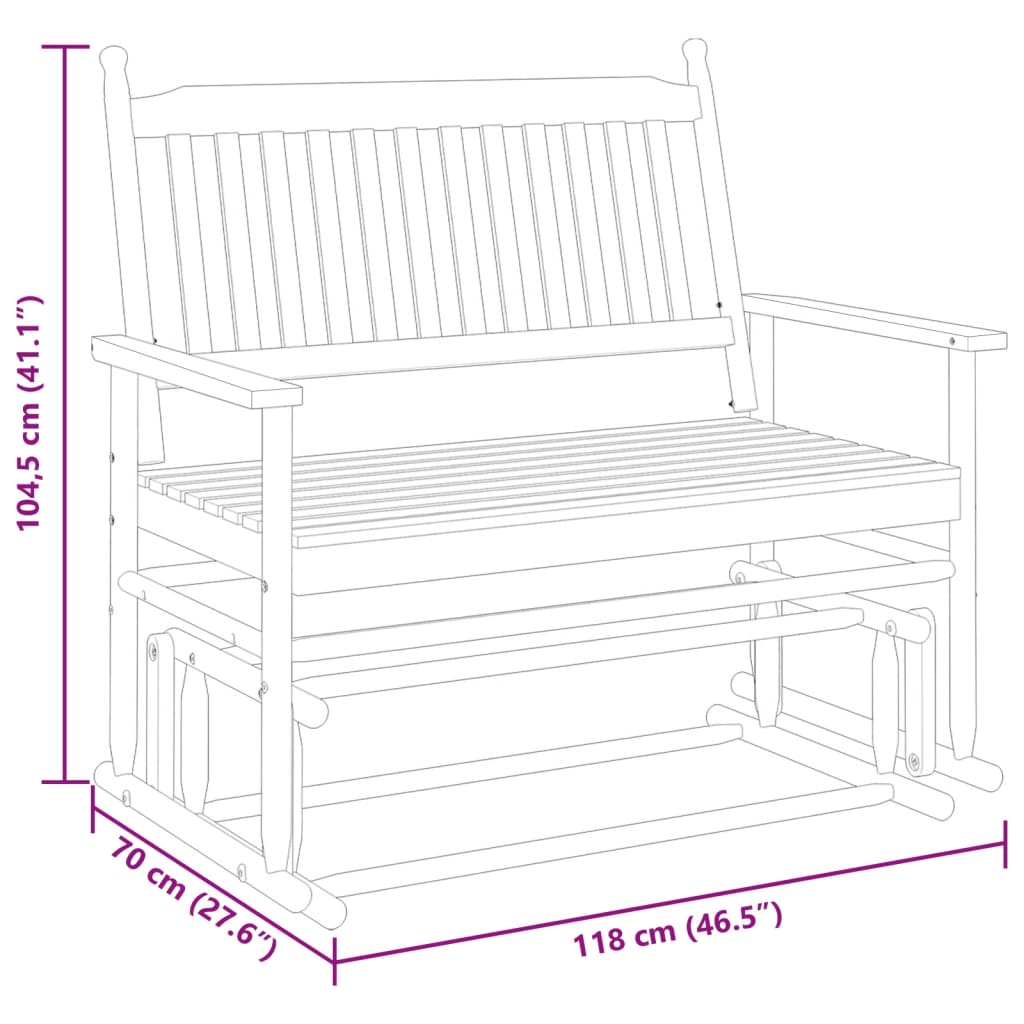 Glider Bench Brown 118x70x104.5 cm Solid Wood Poplar