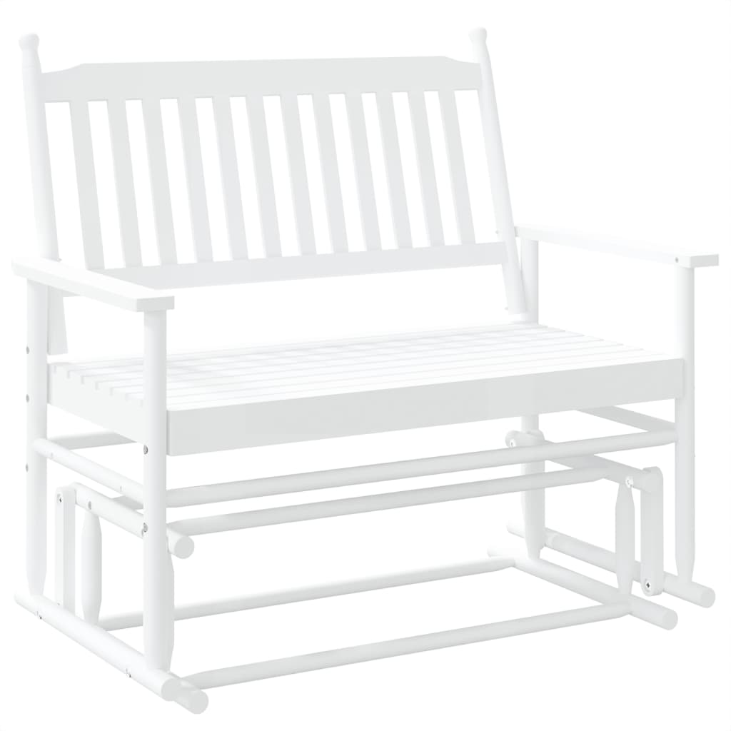 Glider Bench White 118x70x104.5 cm Solid Wood Poplar