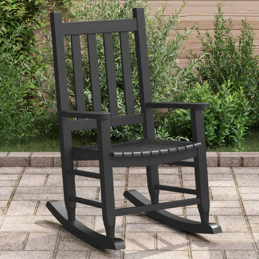 Rocking Chair for Children Black Solid Wood Poplar