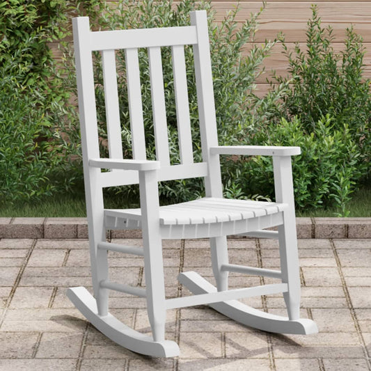 Rocking Chair for Children White Solid Wood Poplar