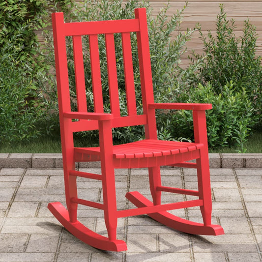 Rocking Chair for Children Red Solid Wood Poplar