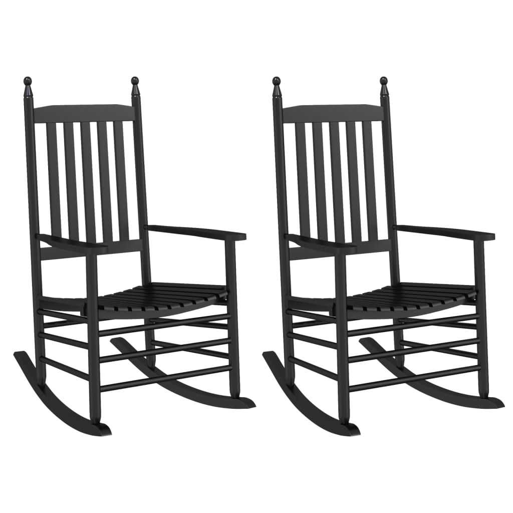 Rocking Chairs with Curved Seats 2 pcs Black Solid Wood Poplar