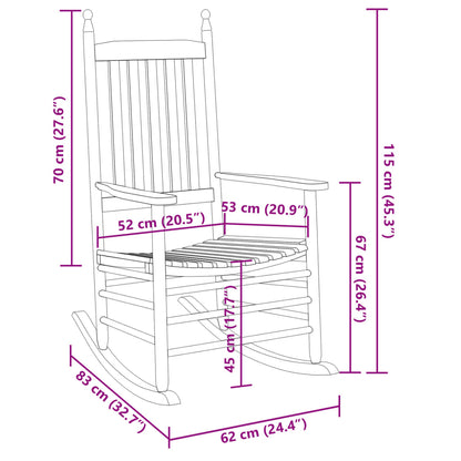 Rocking Chairs 2pcs with Foldable Table White Solid Wood Poplar