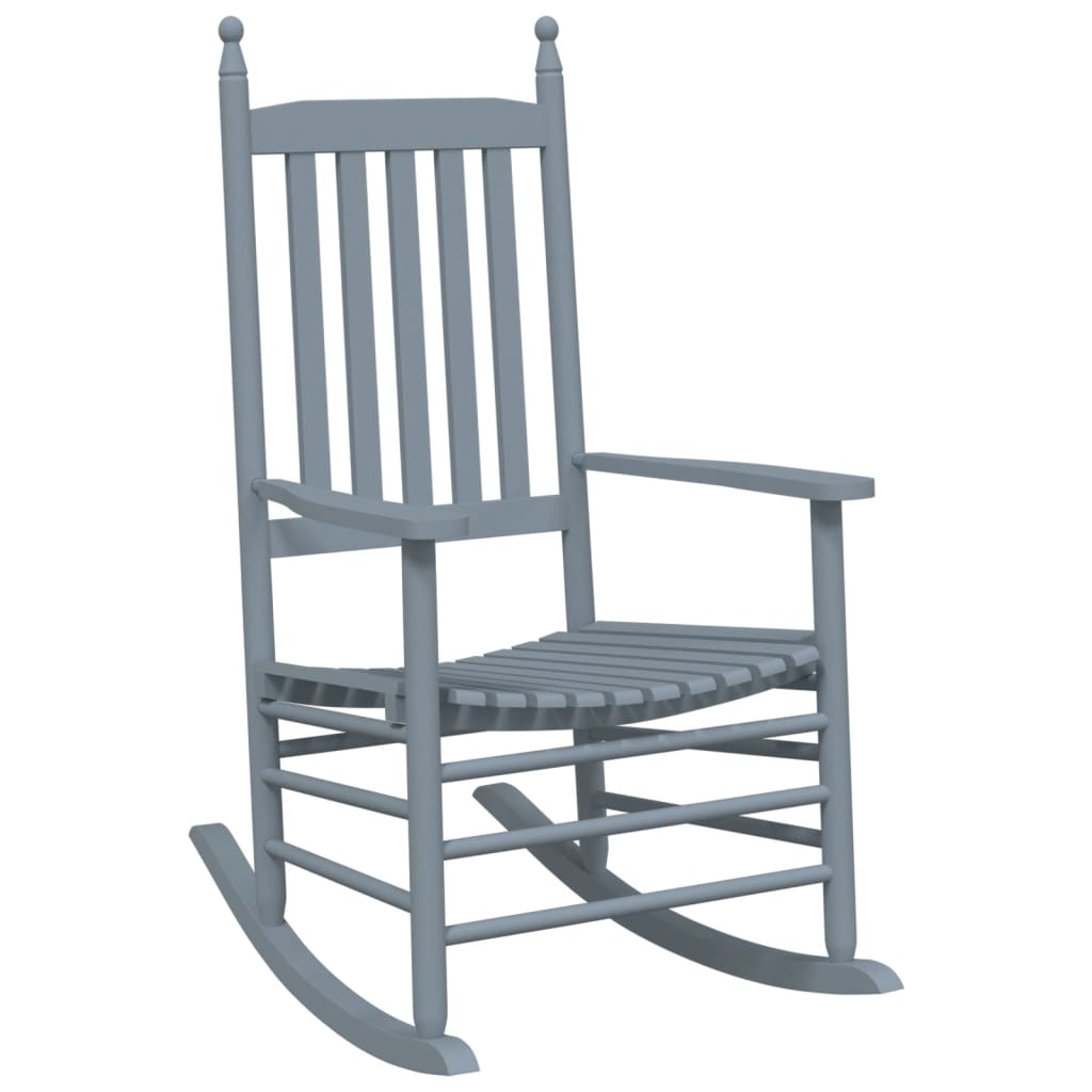 Rocking Chairs 2pcs with Foldable Table Grey Solid Wood Poplar