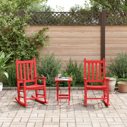 Rocking Chairs for Children 2 pcs Red Solid Wood Poplar