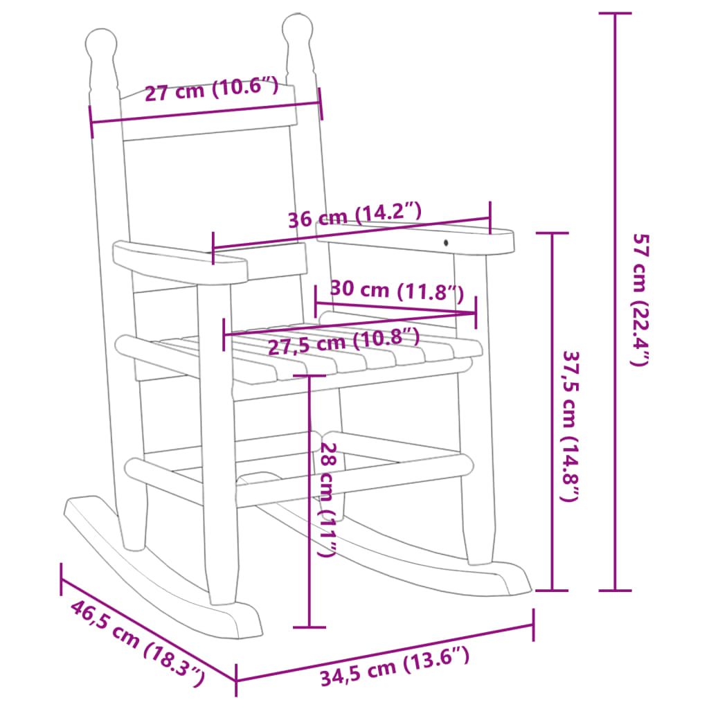 Rocking Chairs for Children 2 pcs Black Solid Wood Poplar