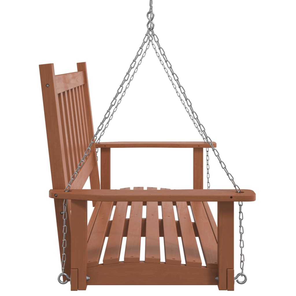 Garden Swing Bench with Metal Chains Brown Solid Wood Fir