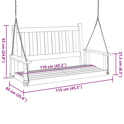 Garden Swing Bench with Metal Chains Brown Solid Wood Fir