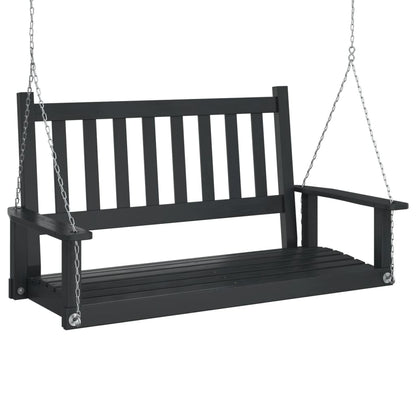 Garden Swing Bench with Metal Chains Black Solid Wood Fir