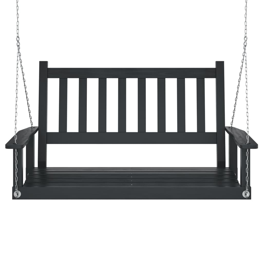 Garden Swing Bench with Metal Chains Black Solid Wood Fir