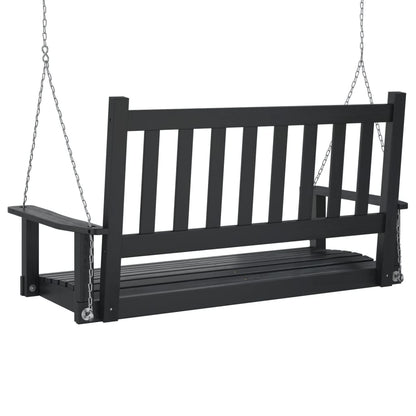 Garden Swing Bench with Metal Chains Black Solid Wood Fir