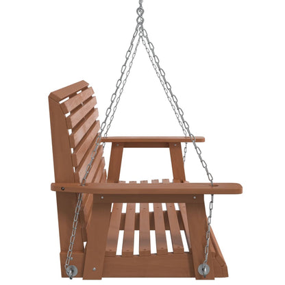 Garden Swing Bench with Metal Chains Brown Solid Wood Fir