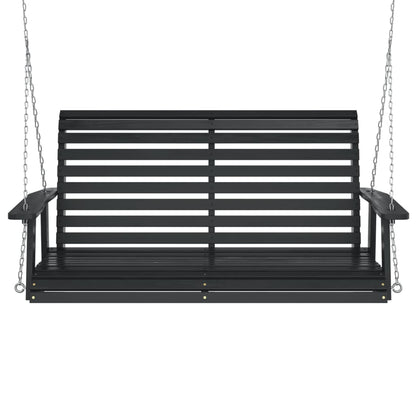 Garden Swing Bench with Metal Chains Black Solid Wood Fir