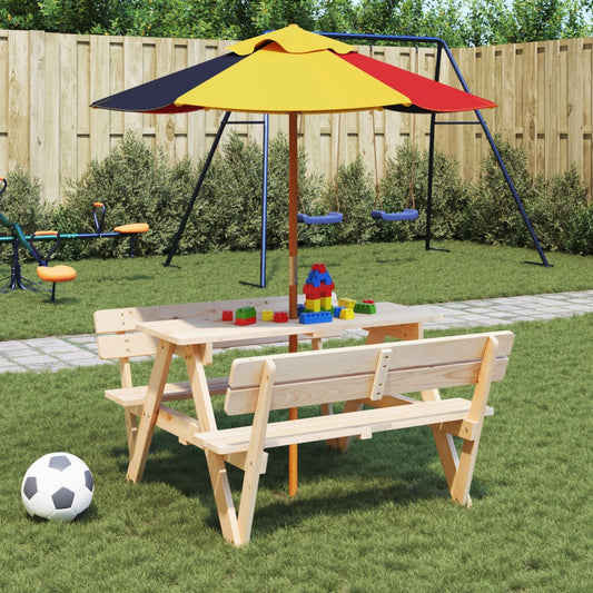 Garden Umbrella for Kids with Wooden Pole Ø120x140 cm