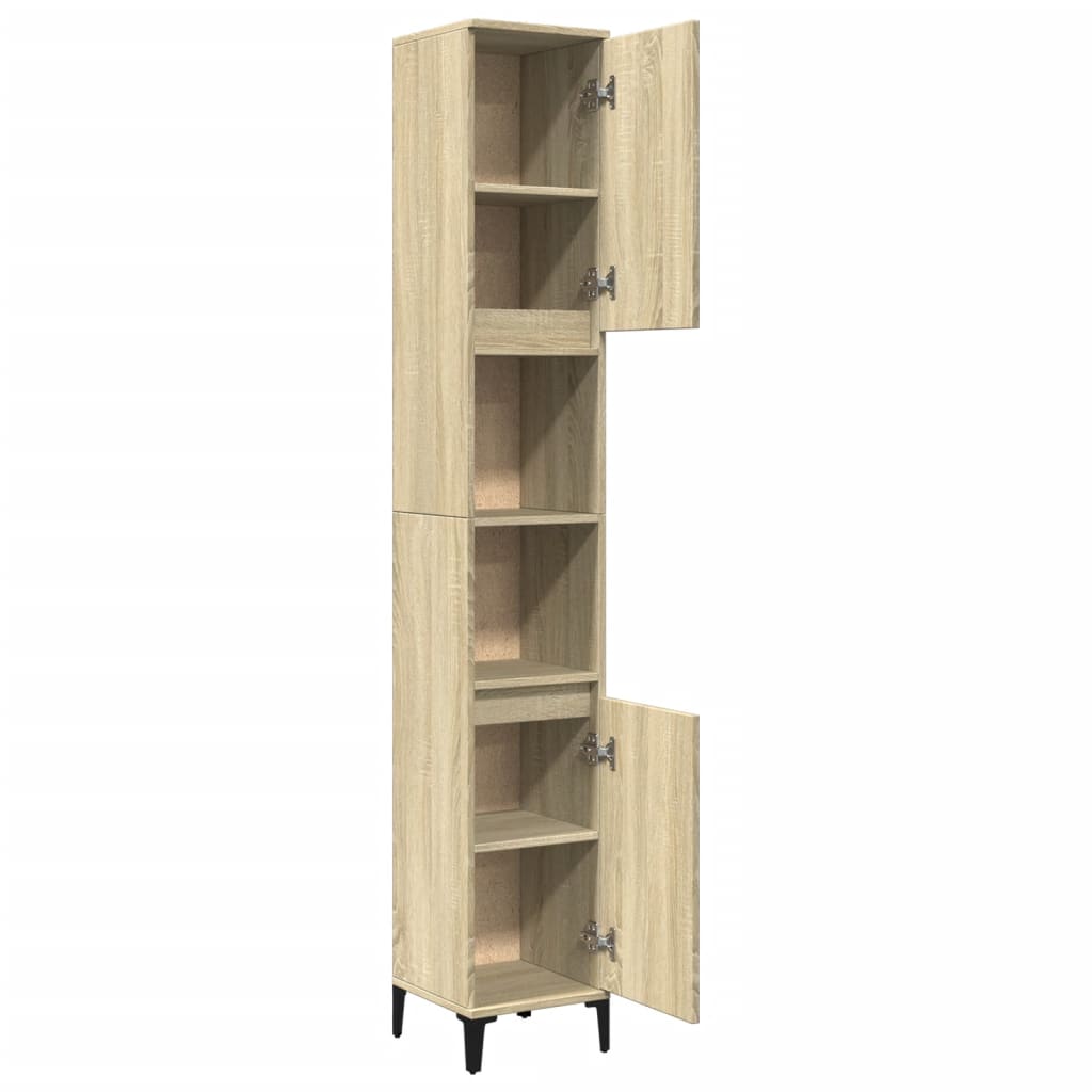 Bathroom Cabinet Sonoma Oak 30x30x190 cm Engineered Wood