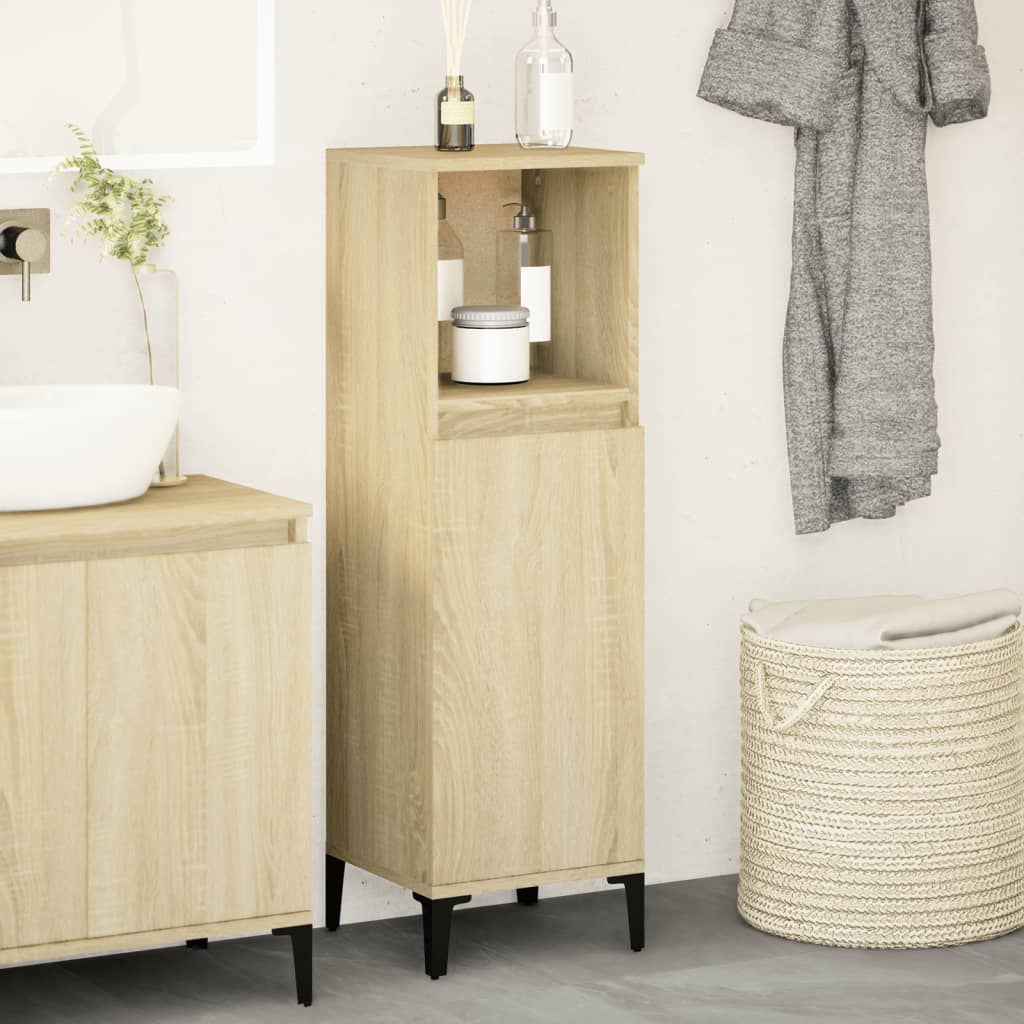 Bathroom Cabinet Sonoma Oak 30x30x100 cm Engineered Wood