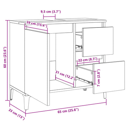 Bathroom Cabinet Sonoma Oak 65x33x60 cm Engineered Wood