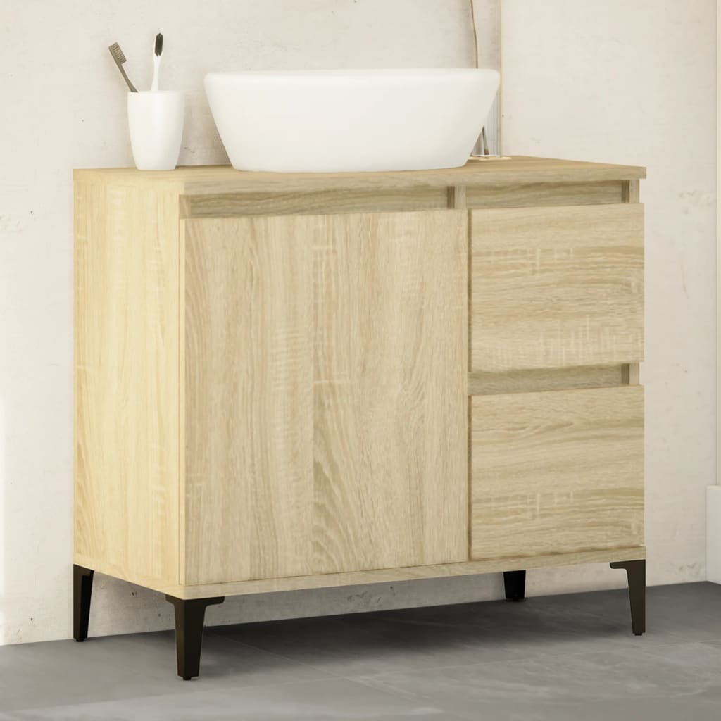 Bathroom Cabinet Sonoma Oak 65x33x60 cm Engineered Wood