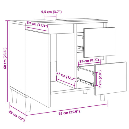 Bathroom Cabinet Sonoma Oak 65x33x60 cm Engineered Wood