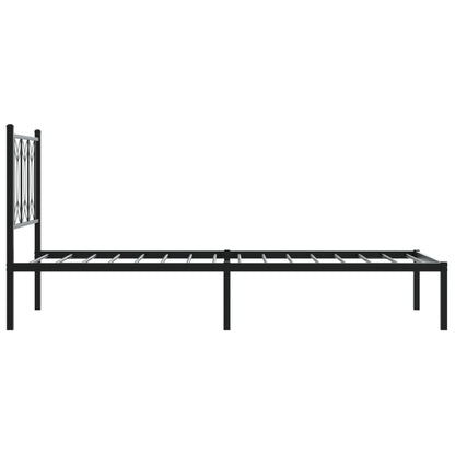 Metal Bed Frame with Headboard Black 90x200 cm