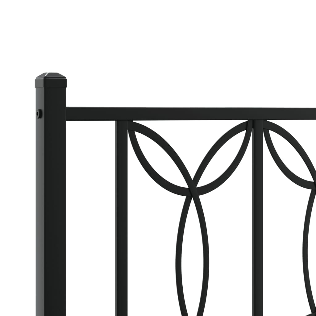 Metal Bed Frame with Headboard Black 90x200 cm