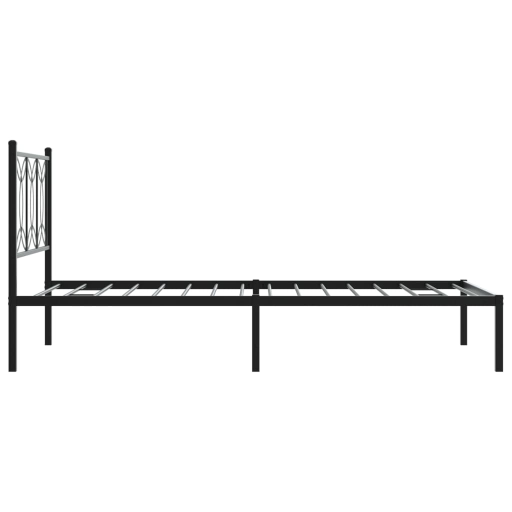 Metal Bed Frame with Headboard Black 100x190 cm