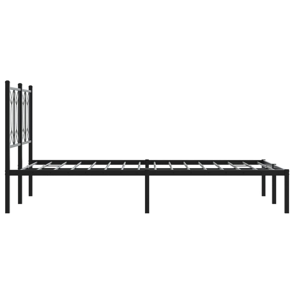 Metal Bed Frame with Headboard Black 120x190 cm Small Double