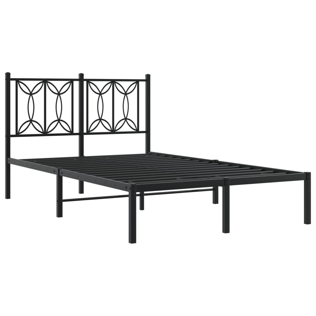 Metal Bed Frame without Mattress with Headboard Black 120x200cm