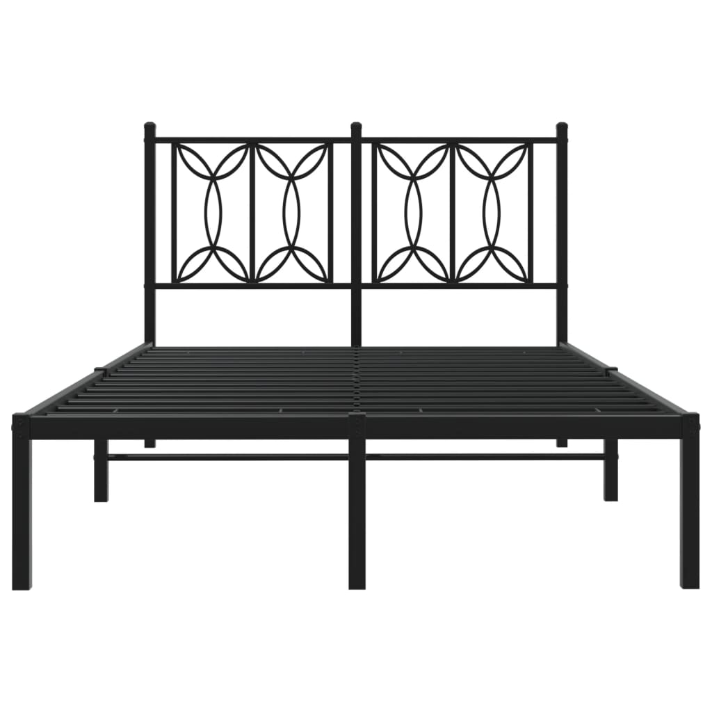 Metal Bed Frame without Mattress with Headboard Black 120x200cm