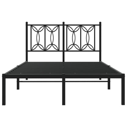 Metal Bed Frame without Mattress with Headboard Black 120x200cm