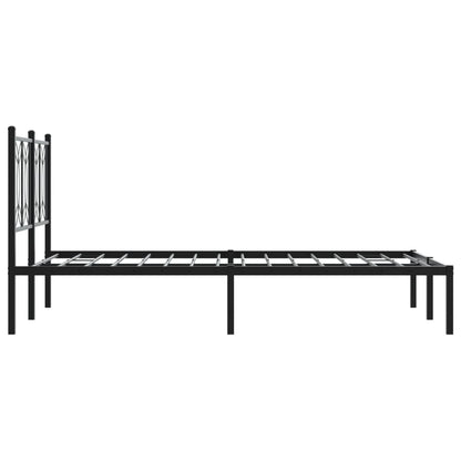 Metal Bed Frame without Mattress with Headboard Black 120x200cm