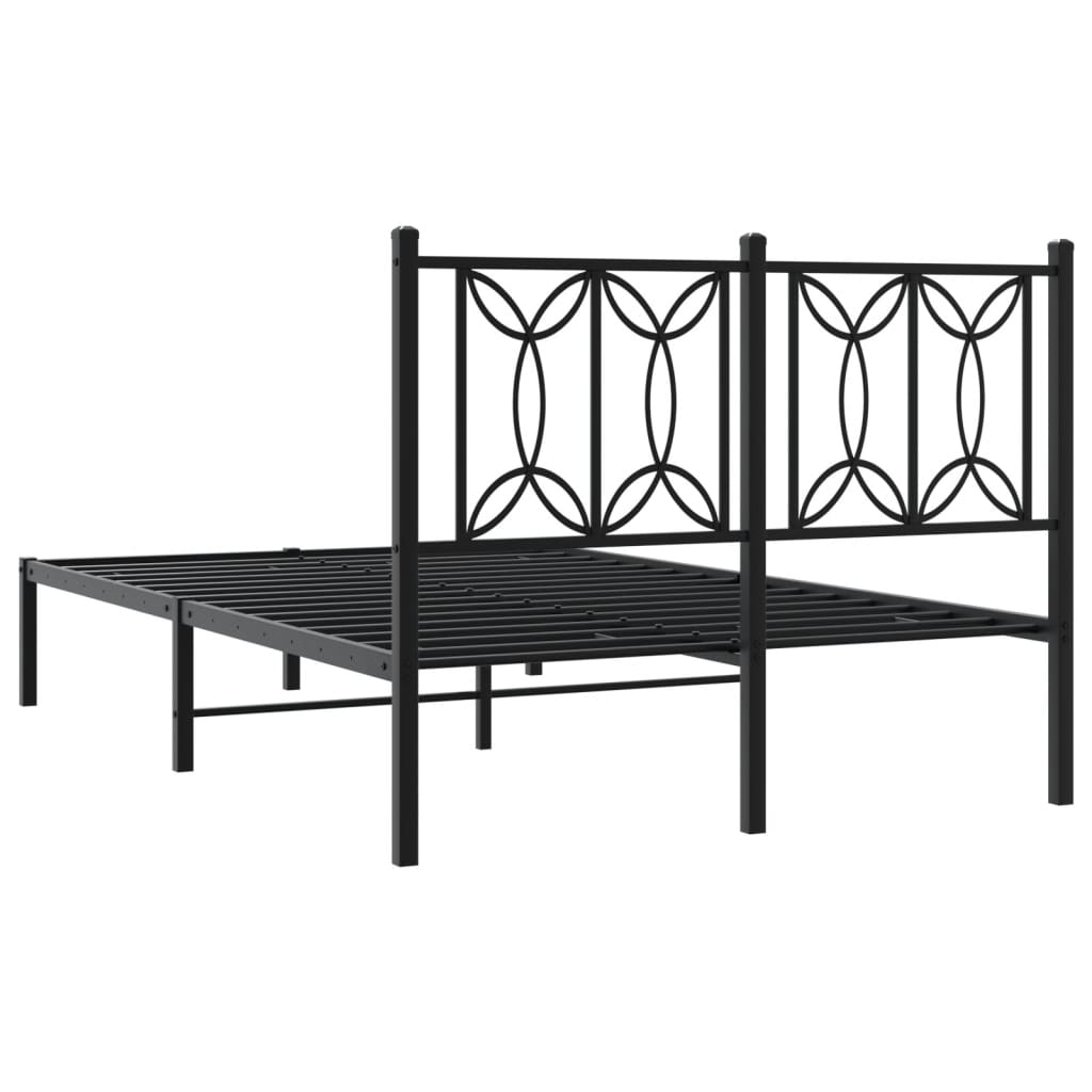 Metal Bed Frame without Mattress with Headboard Black 120x200cm