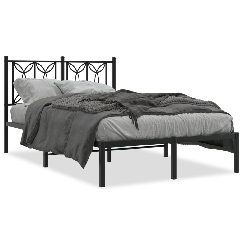 Metal Bed Frame without Mattress with Headboard Black 120x200cm