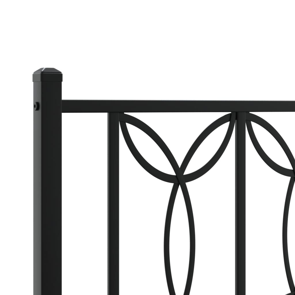 Metal Bed Frame with Headboard Black 140x190 cm