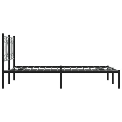 Metal Bed Frame with Headboard Black 140x200 cm