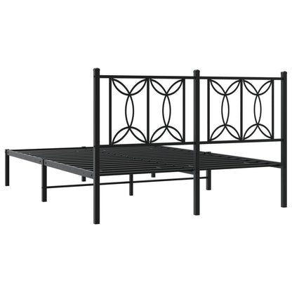 Metal Bed Frame with Headboard Black 140x200 cm