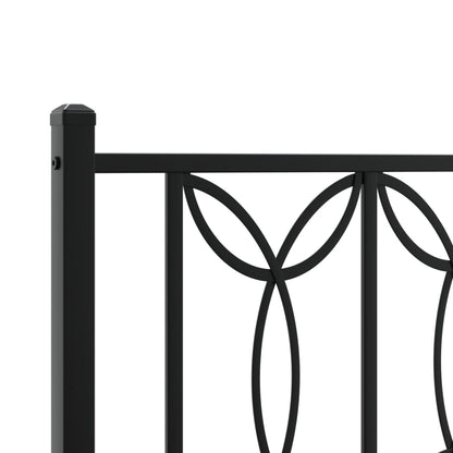 Metal Bed Frame with Headboard Black 140x200 cm