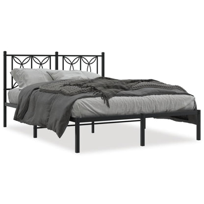 Metal Bed Frame with Headboard Black 140x200 cm