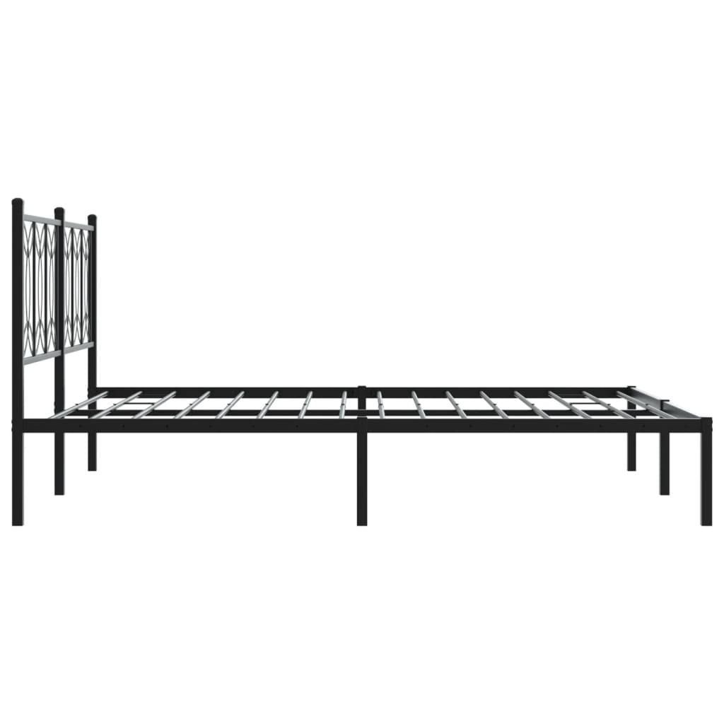 Metal Bed Frame with Headboard Black 160x200 cm