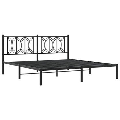 Metal Bed Frame with Headboard Black 180x200 cm Super King