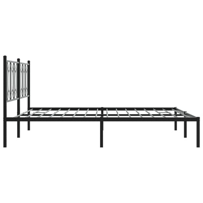 Metal Bed Frame with Headboard Black 180x200 cm Super King