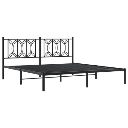 Metal Bed Frame with Headboard Black 183x213 cm