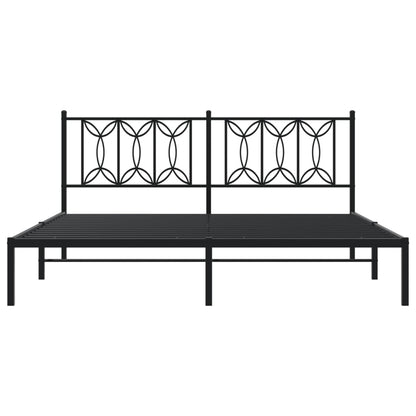 Metal Bed Frame with Headboard Black 183x213 cm