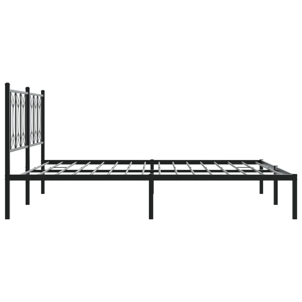 Metal Bed Frame with Headboard Black 183x213 cm