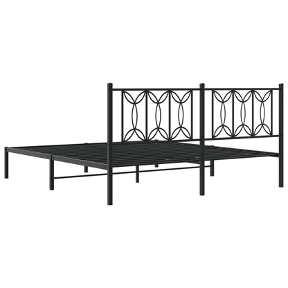 Metal Bed Frame with Headboard Black 183x213 cm