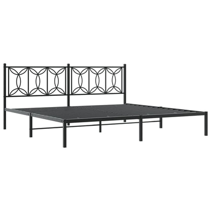 Metal Bed Frame without Mattress with Headboard Black 193x203 cm